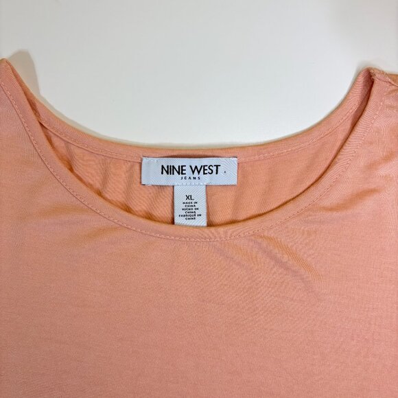 Nine West Womens Flutter Sleeve Top Peach X-Large Lightweight Stretchy T-Shirt‎ - Picture 2 of 8